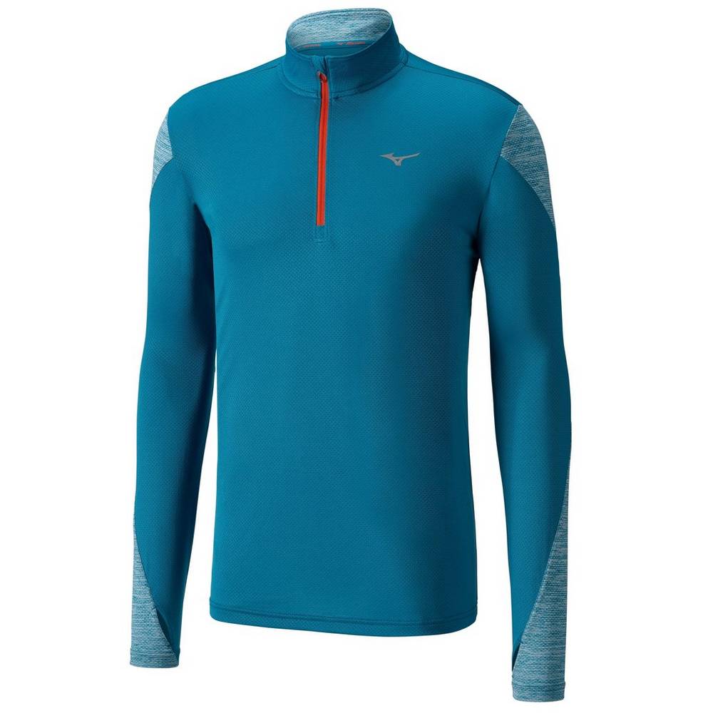 Mizuno ALPHA LONG SLEEVE HALF ZIP 2.0 - Erkek Gömlek - Mavi Türkiye (BPGYVF-486)